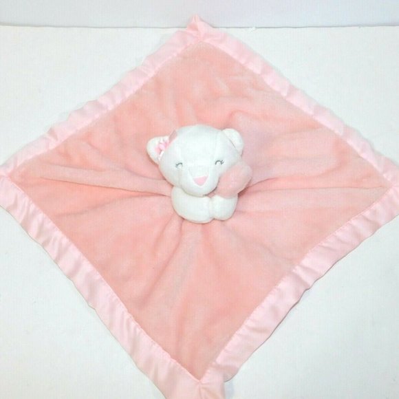 2018 Carters White Cat Pink Security Blanket 67359 - Picture 1 of 6